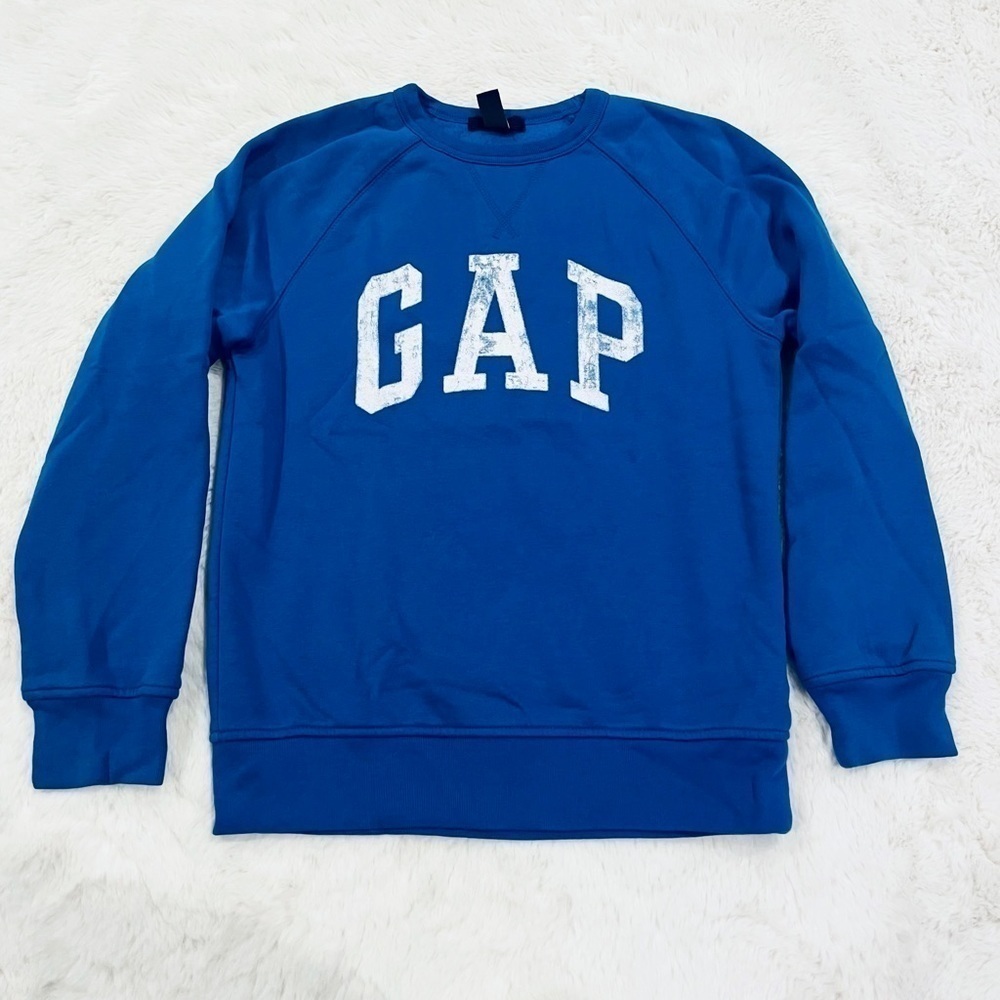 Gap Kids Blue Crewneck Long Sleeve Graphic Logo Pullover Sweatshirt Size Large